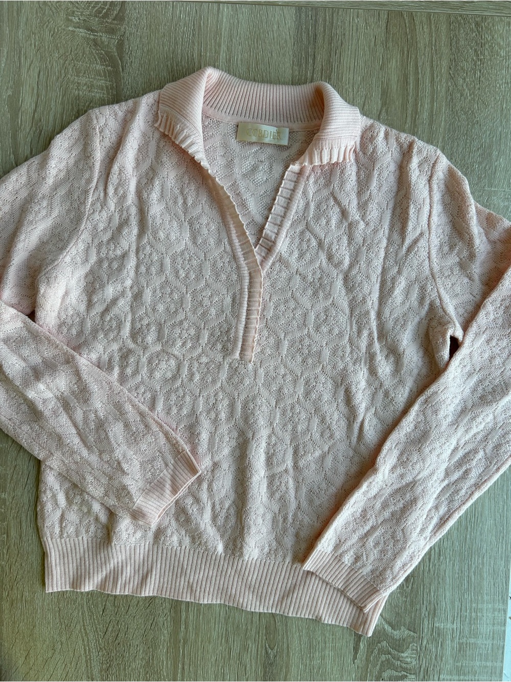 Cordier Light Pink Womens Knit Polo Sweater